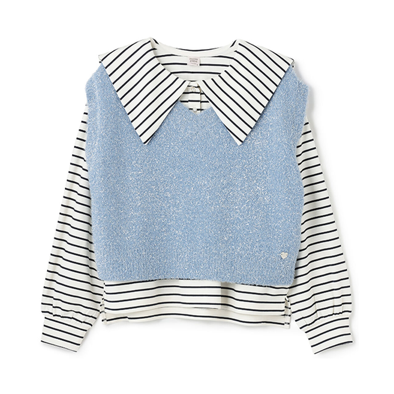 Shaggy Vest & Sailor Long-Sleeve T-Shirt Set,Sax blue, large image number 0