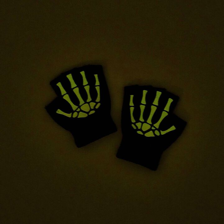 [Halloween] Glow-in-the-Dark Bone Gloves,Black, medium image number 7