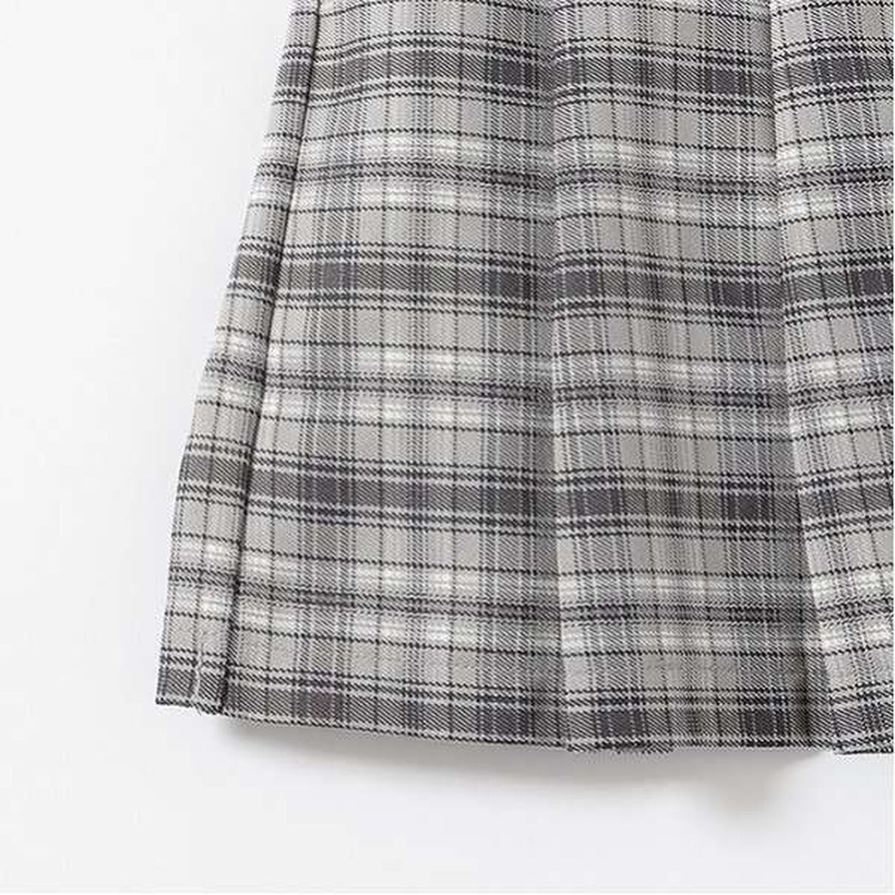 Belted Check Pleated Skirt-Pants,Brown, large image number 4