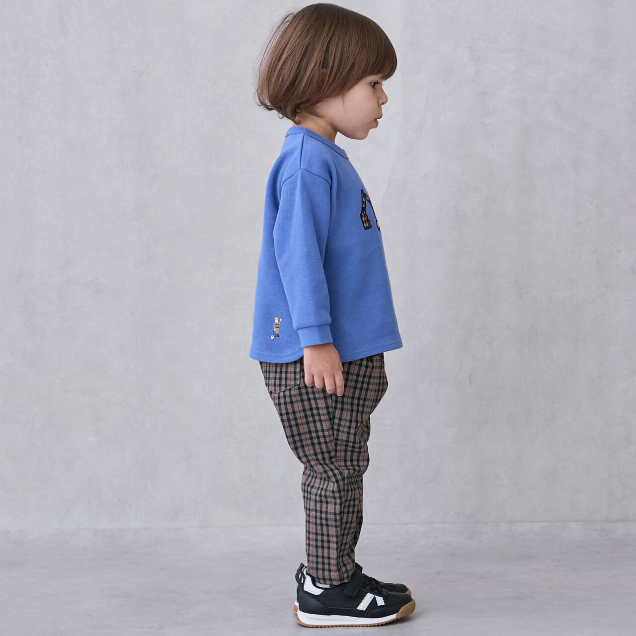 Checkered Stretch Pants,Navy, large image number 1