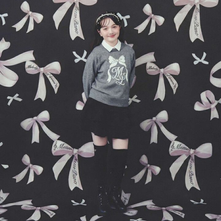 Knit Pullover with Pearl-Accent Ribbon,Light pink, medium image number 2