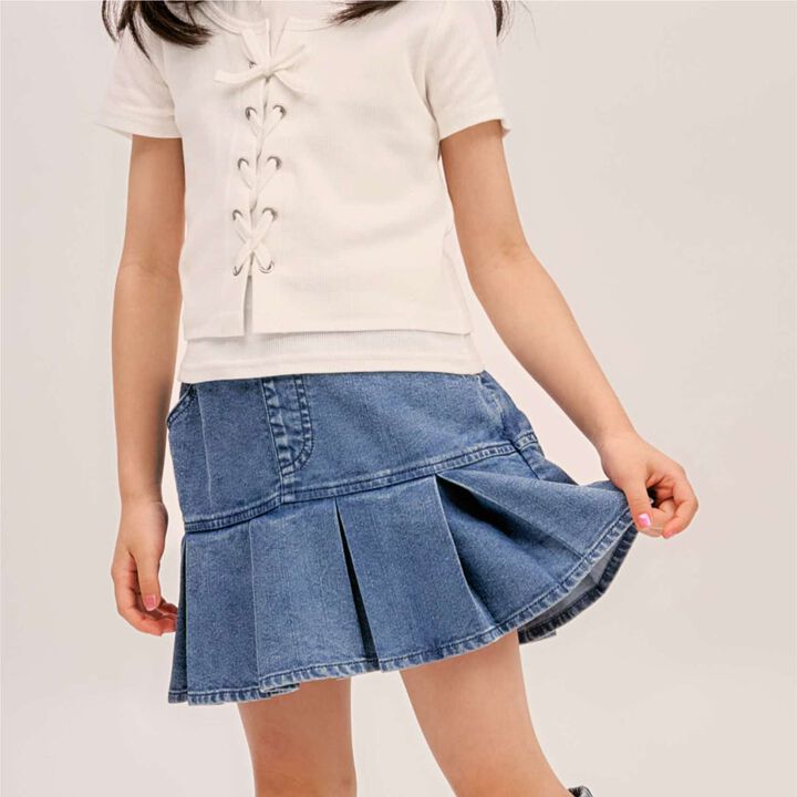 [Cool Touch] Box Pleat Hem Skirt,Blue, medium image number 7