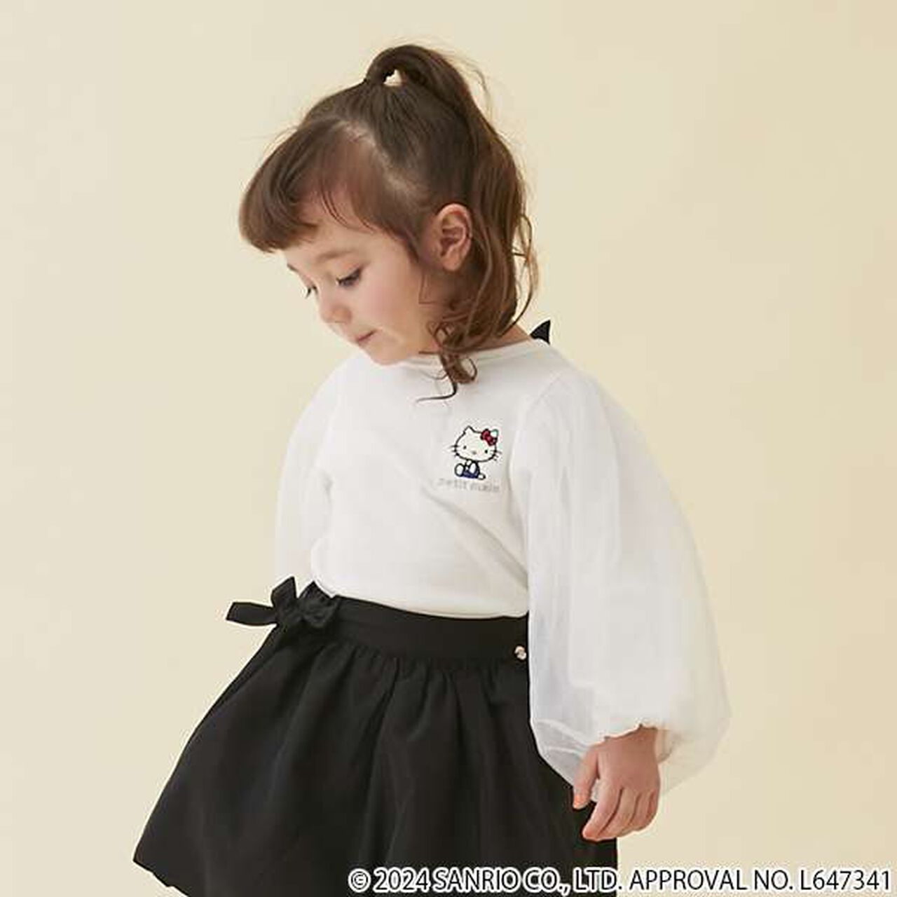 Sanrio Tulle Puff Sleeve 3/4 Long T-Shirt,Off white, large image number 0