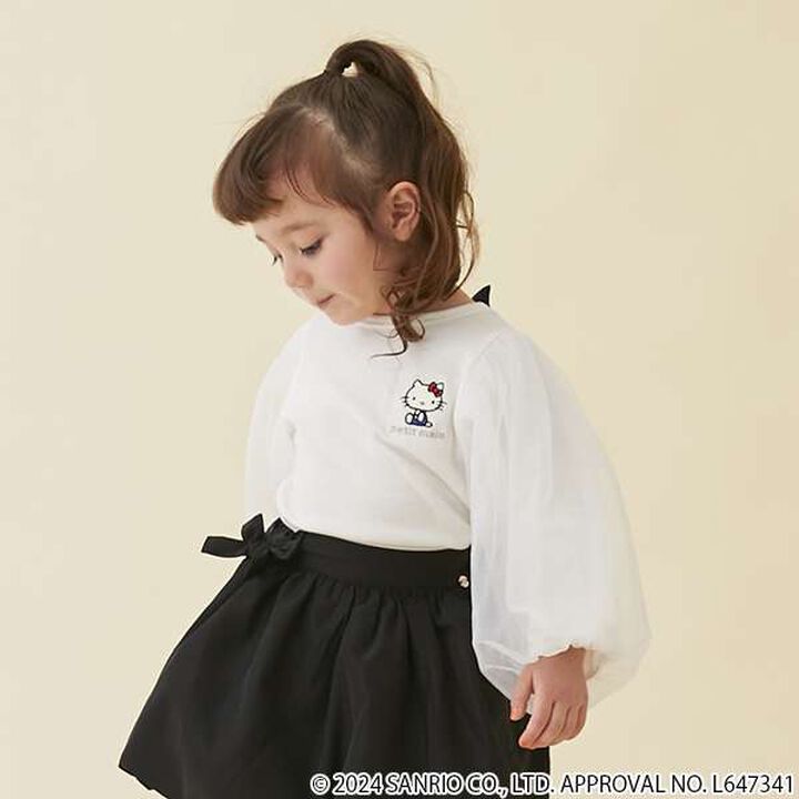 Sanrio Tulle Puff Sleeve 3/4 Long T-Shirt,Off white, medium image number 0