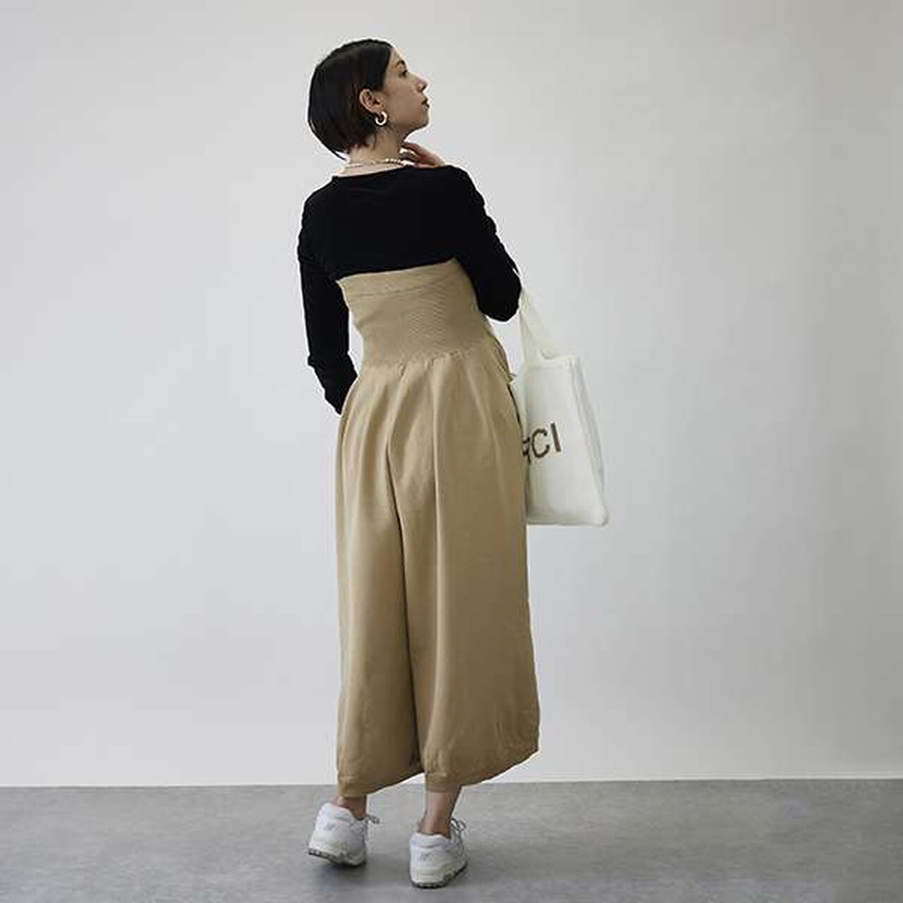 [LADIES] Loose Fit 2 WAY Bear Top Pants,Black, large image number 8