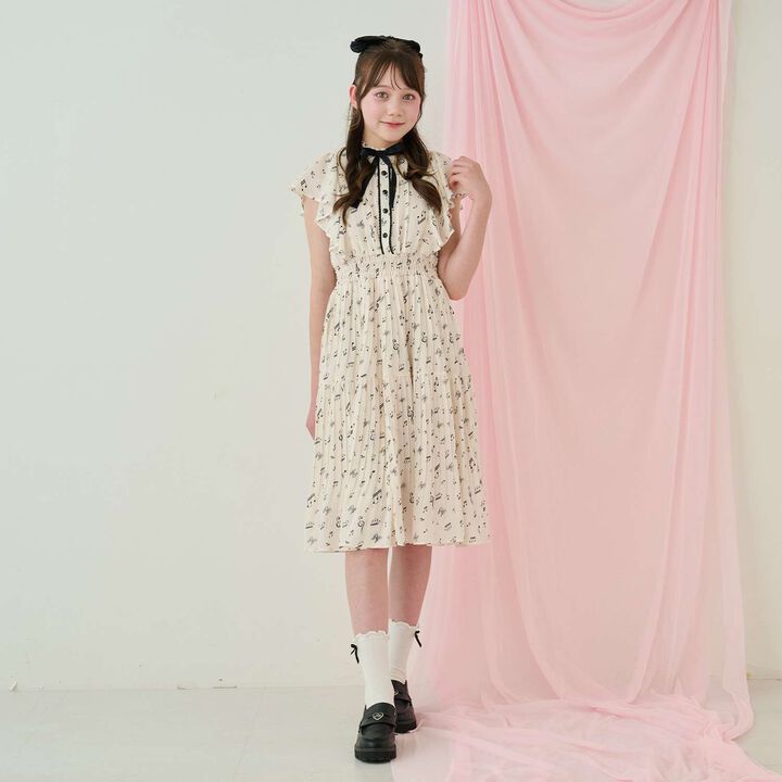 Assorted Fabric Pleated One-Piece Dress♪,Light blue, medium image number 13