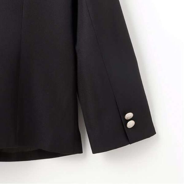 [Graduation Attire] with Emblem Tailored Jacket,Black, medium image number 3