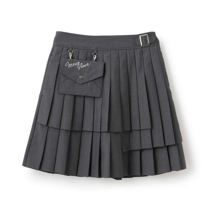 3-Tier Pleated Skirt-Pants with Letter Pouch,Gray, medium image number 16