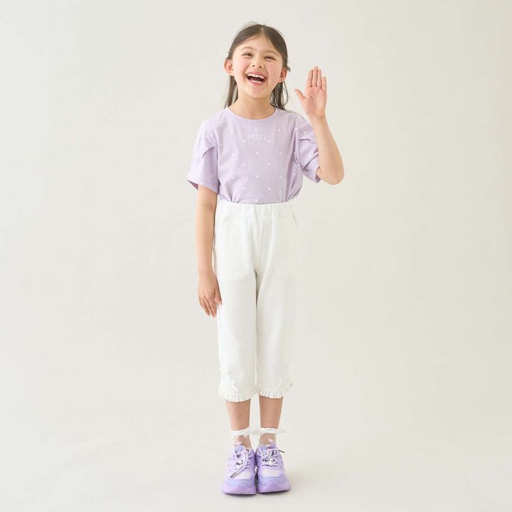 [Tomo Pants] Stain Resistant UV Cool Touch Round-Hem Frill 3/4 Capri Pants for Girls,Salmon pink, medium image number 15