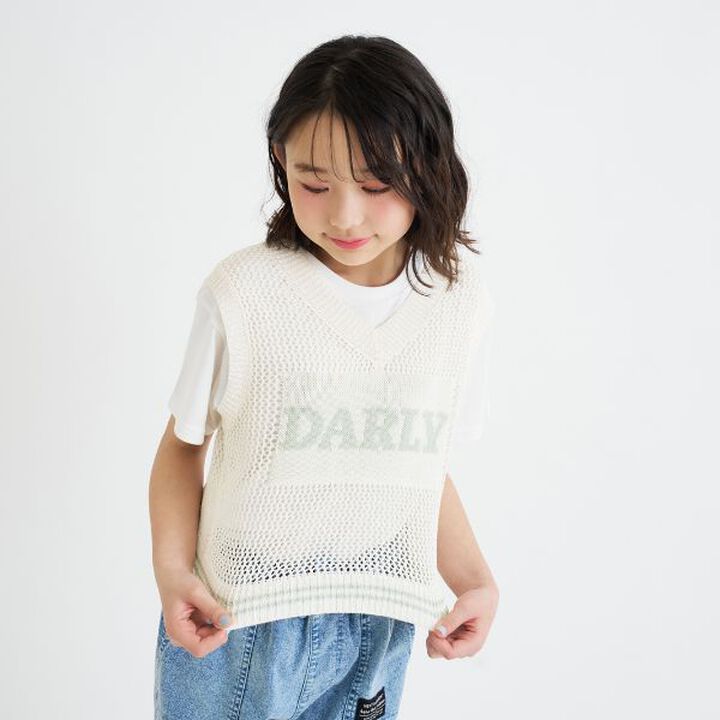 Washable Mesh Knit Vest + Short Sleeve T-Shirt,Sax blue, medium image number 19