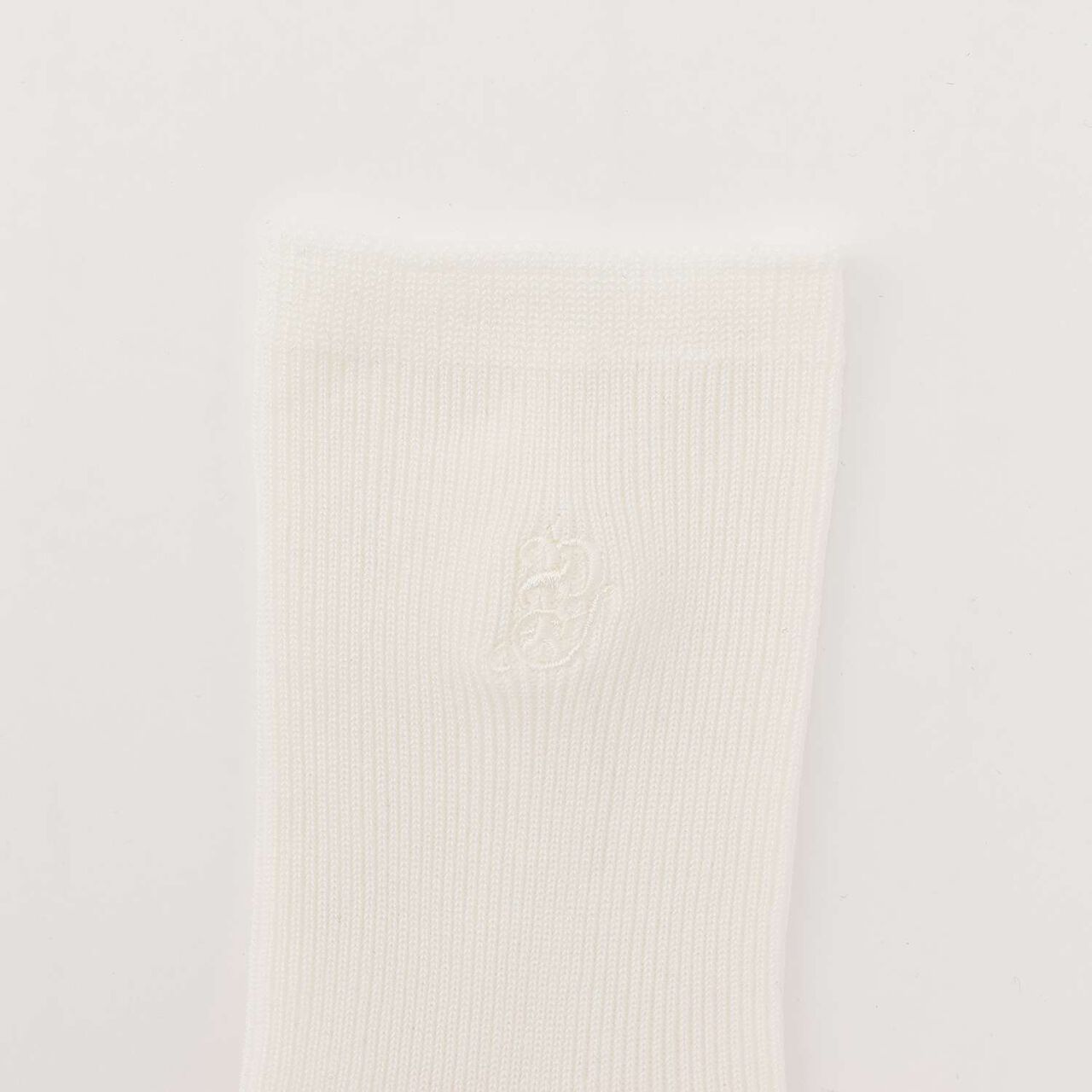 [Graduation Attire] Narrow Rib Embroidered Crew Socks,White, large image number 1