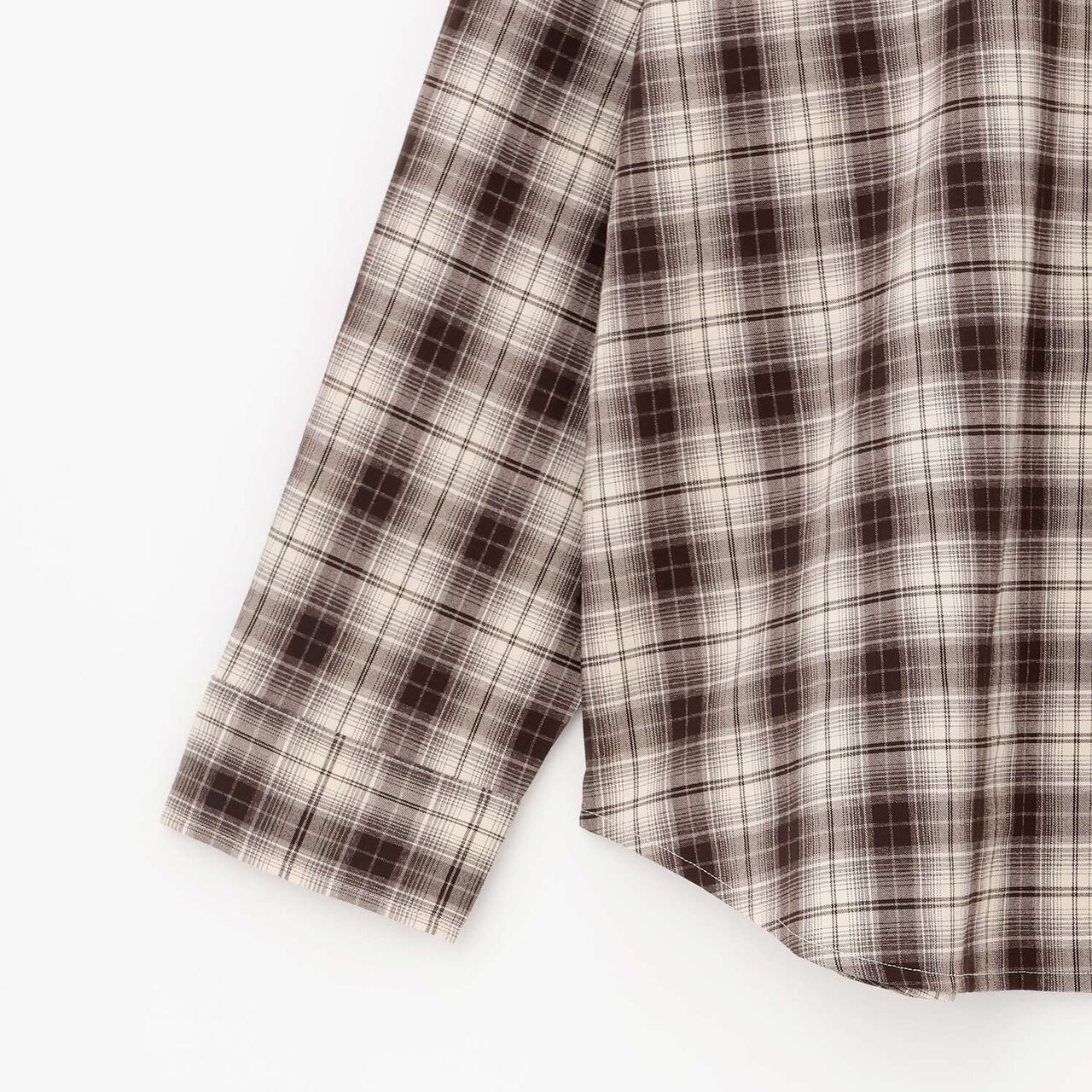 Loose Checkered Shirt,Brown, large image number 16