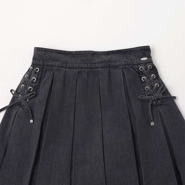 Lace-Up Box Pleated Skirt-Pants,Ivory, medium image number 2