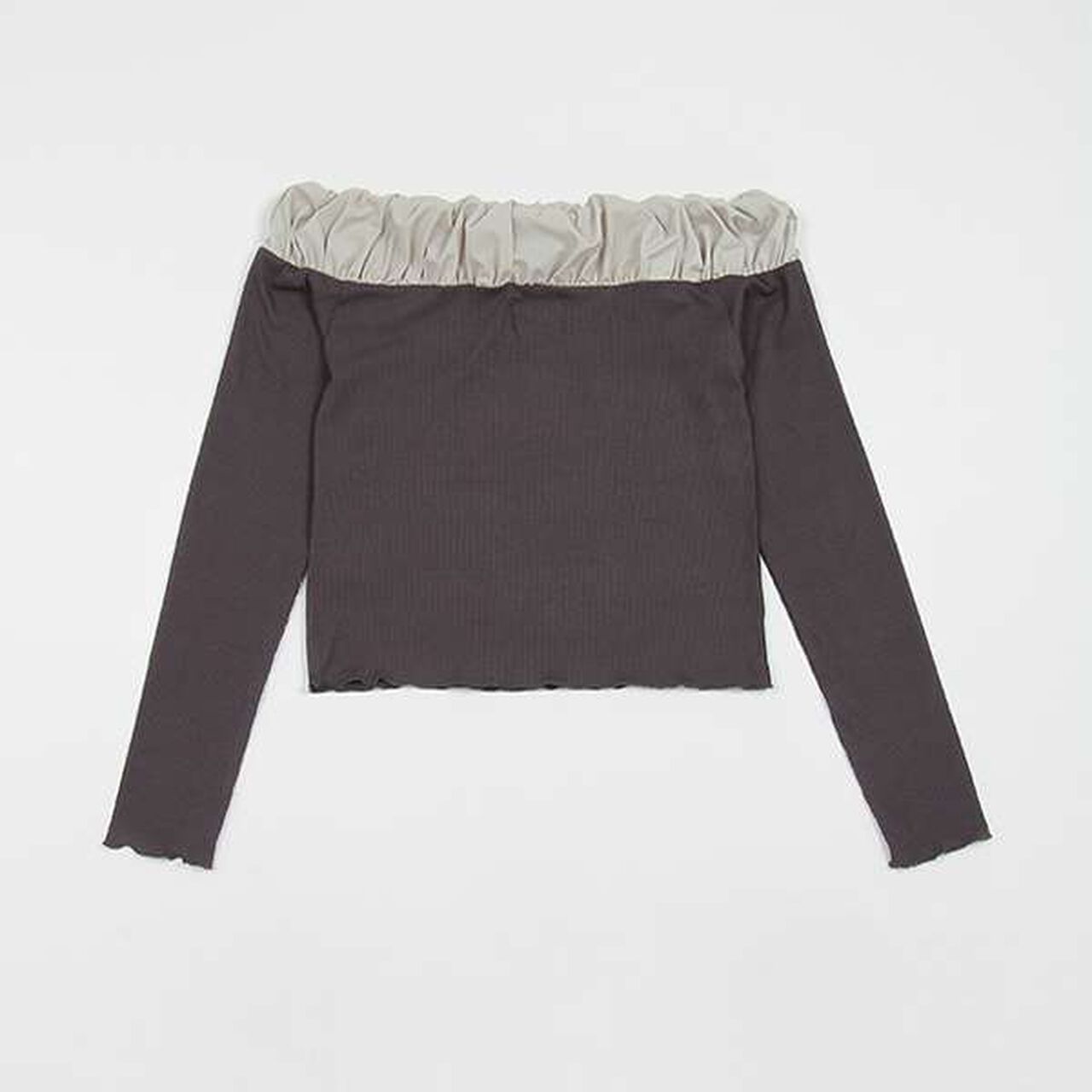 [LADIES] Balloon Collar Long Sleeve T-Shirt,Charcoal gray, large image number 12