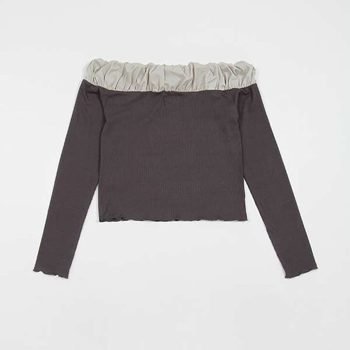 [LADIES] Balloon Collar Long Sleeve T-Shirt,Charcoal gray, medium image number 12