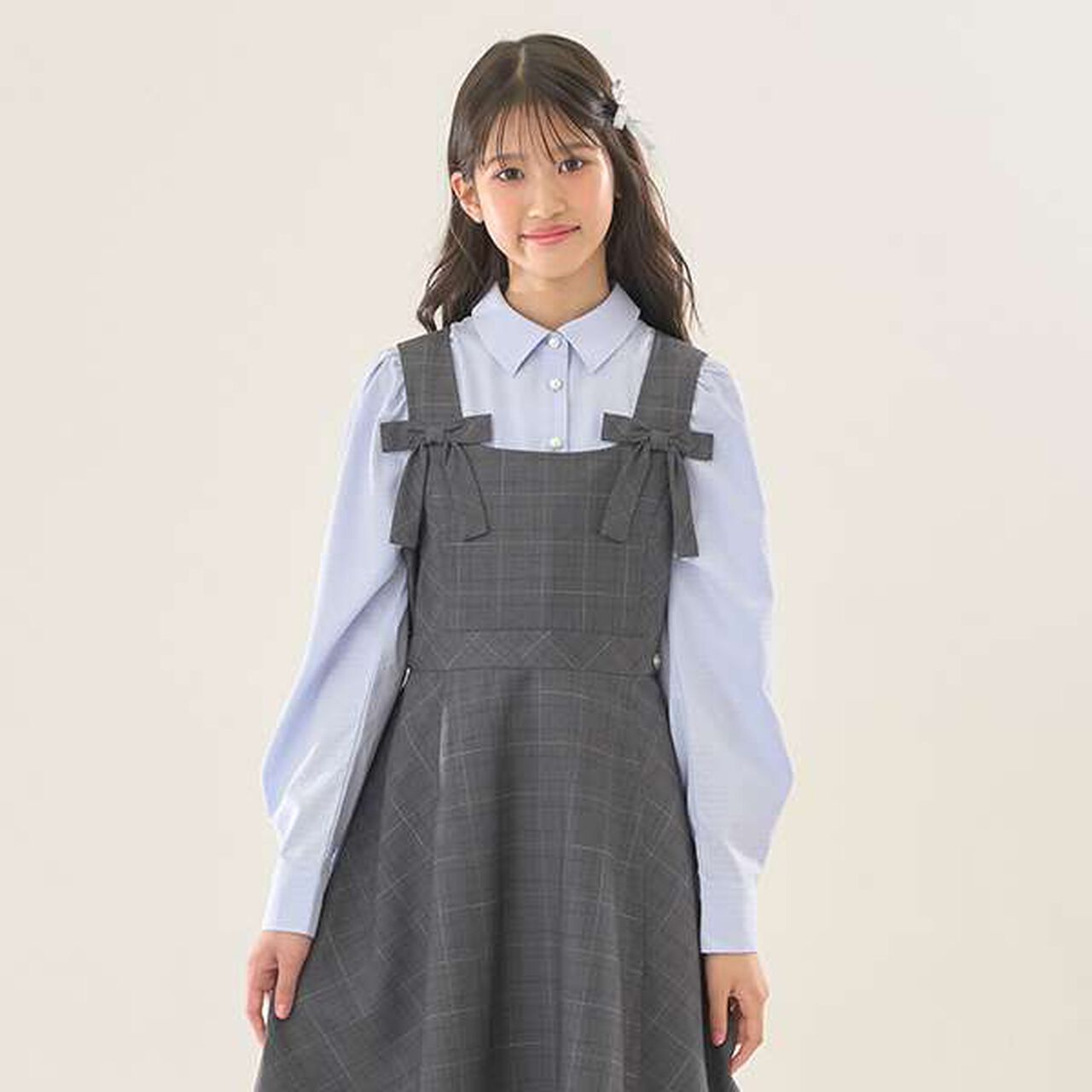 Pearl Button Bow Tie Blouse,Off white, large image number 5