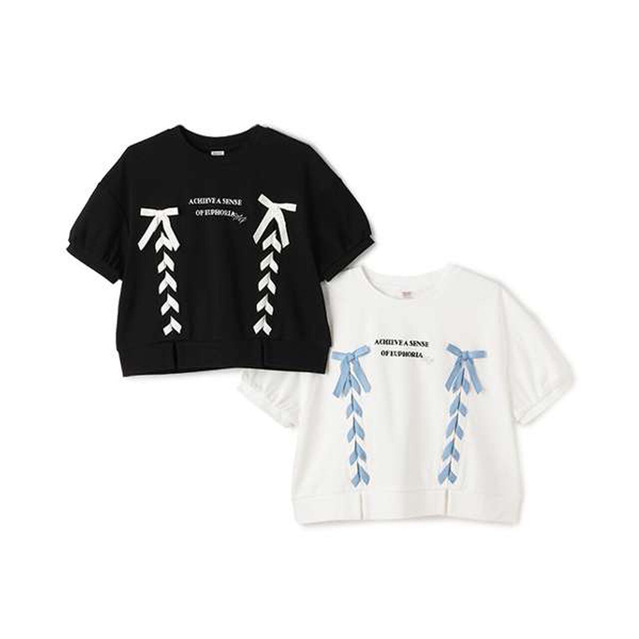 Puff Sleeve Lace-Up T-Shirt,Off white, large image number 6