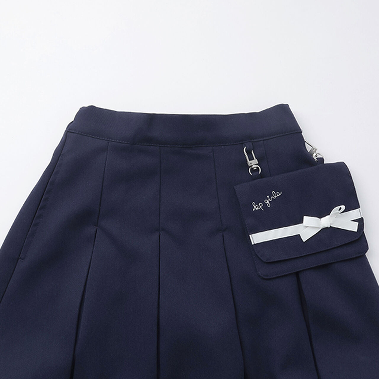 Pleated Skirt-Pants with Detachable Pocket,Navy, large image number 2
