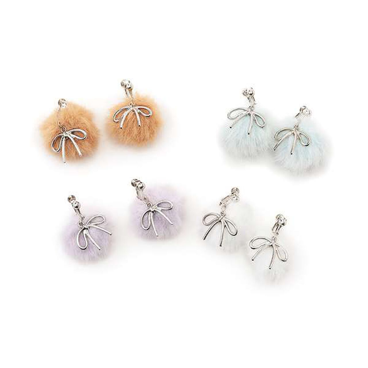 Pom-Pom Earrings,Off white, large image number 3