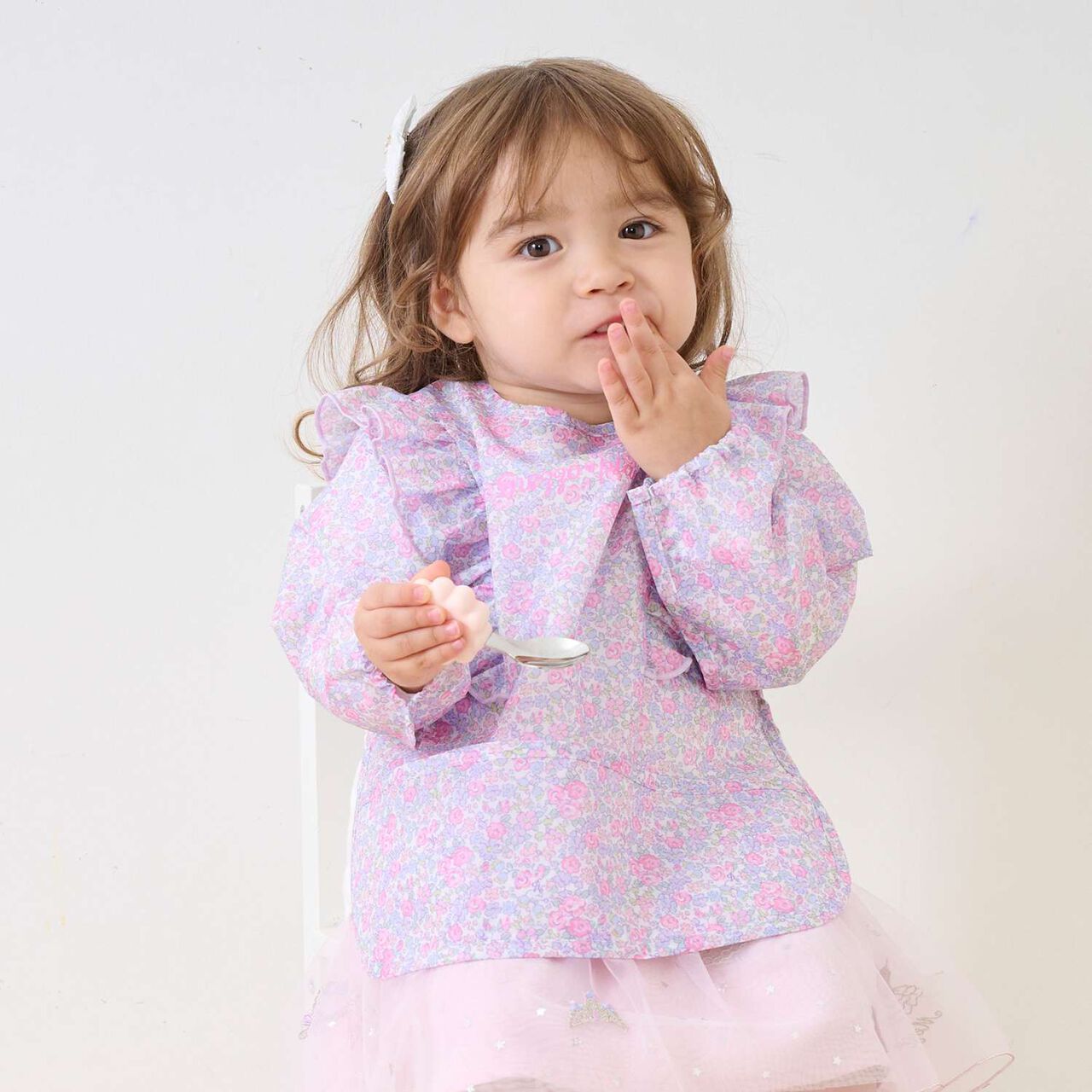 Little Flower Pattern Dining Smock,Pink, large image number 0