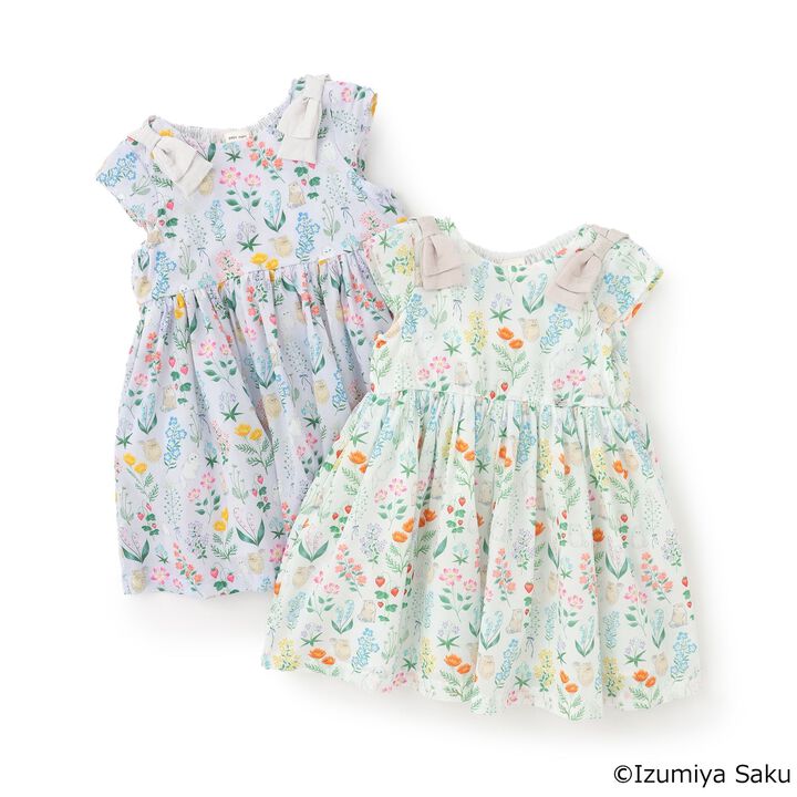 [Izumiya Saku] Link Shoulder Ribbon Flower Cat One-Piece Dress,Lavender, medium image number 14