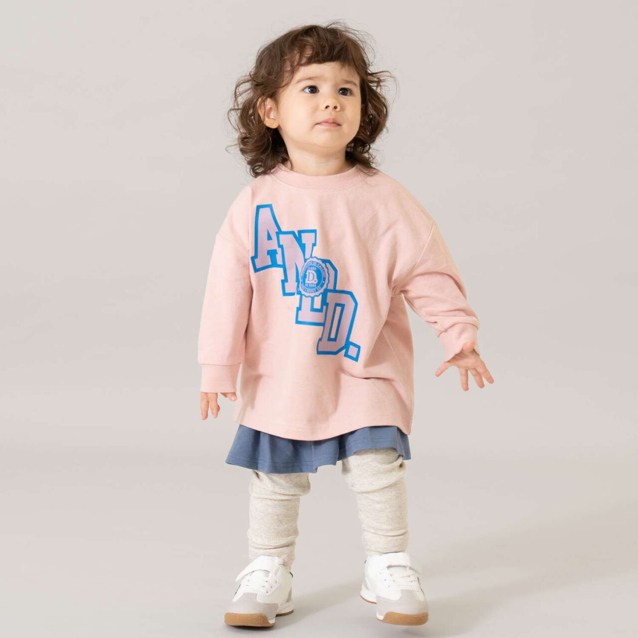 [USA Cotton] AND Logo College Wide Long Sleeve T-Shirt,Blue gray, large image number 2