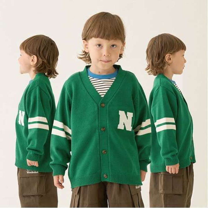 Appliqu&eacute; Knit Cardigan,Green, medium image number 0