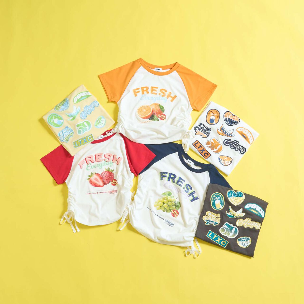 [GOKUGOKU] Multi-Function Shirred Crop Raglan Short-Sleeve T-Shirt,Orange, large image number 18
