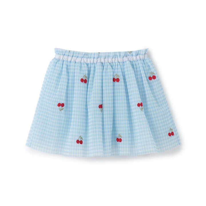 Cherry Embroidered Tulle Skirt,Blue, medium image number 1