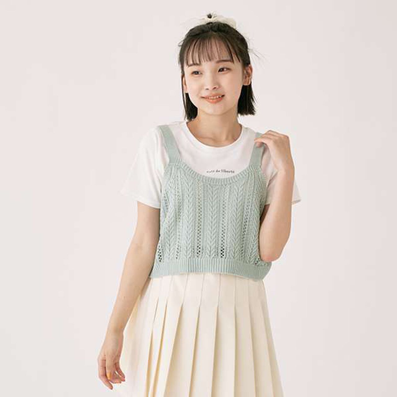 Knit Vest Inner Wear Set,Emerald green, large image number 0