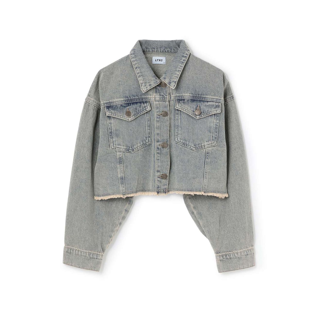 Cropped Denim Jacket,Navy, large image number 5