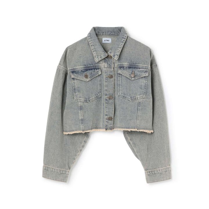 Cropped Denim Jacket,Navy, medium image number 5