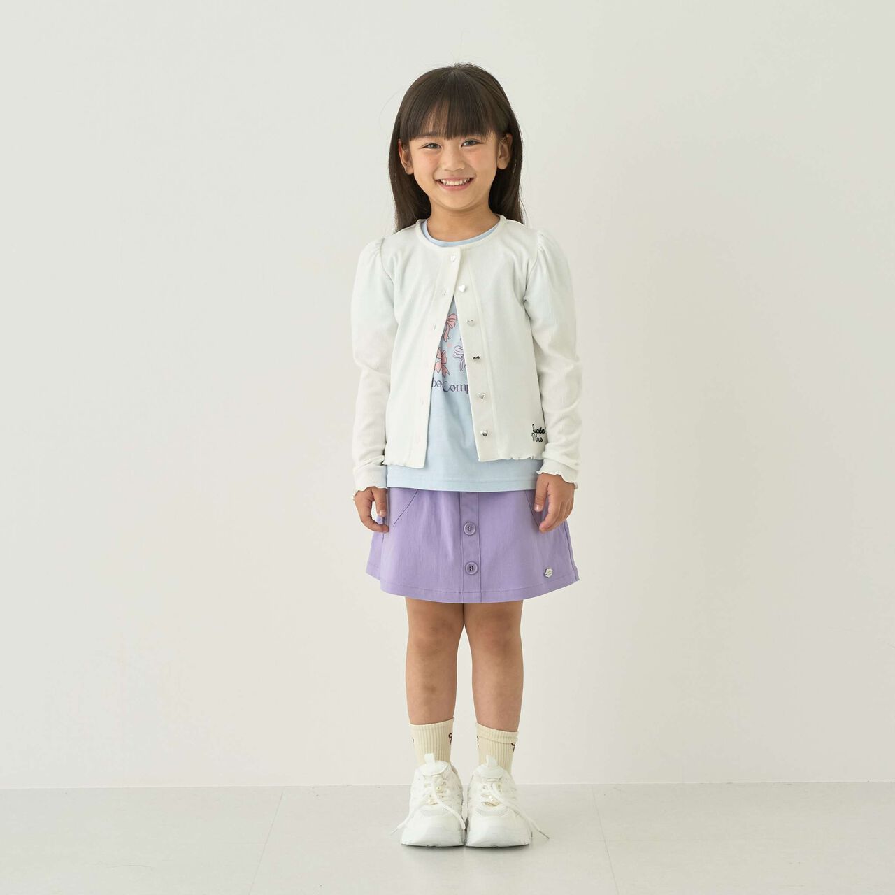 [Mini Length] Heart Button Ribbed Cardigan for Girls [Kids] [Children's Clothing],Blue gray, large image number 11