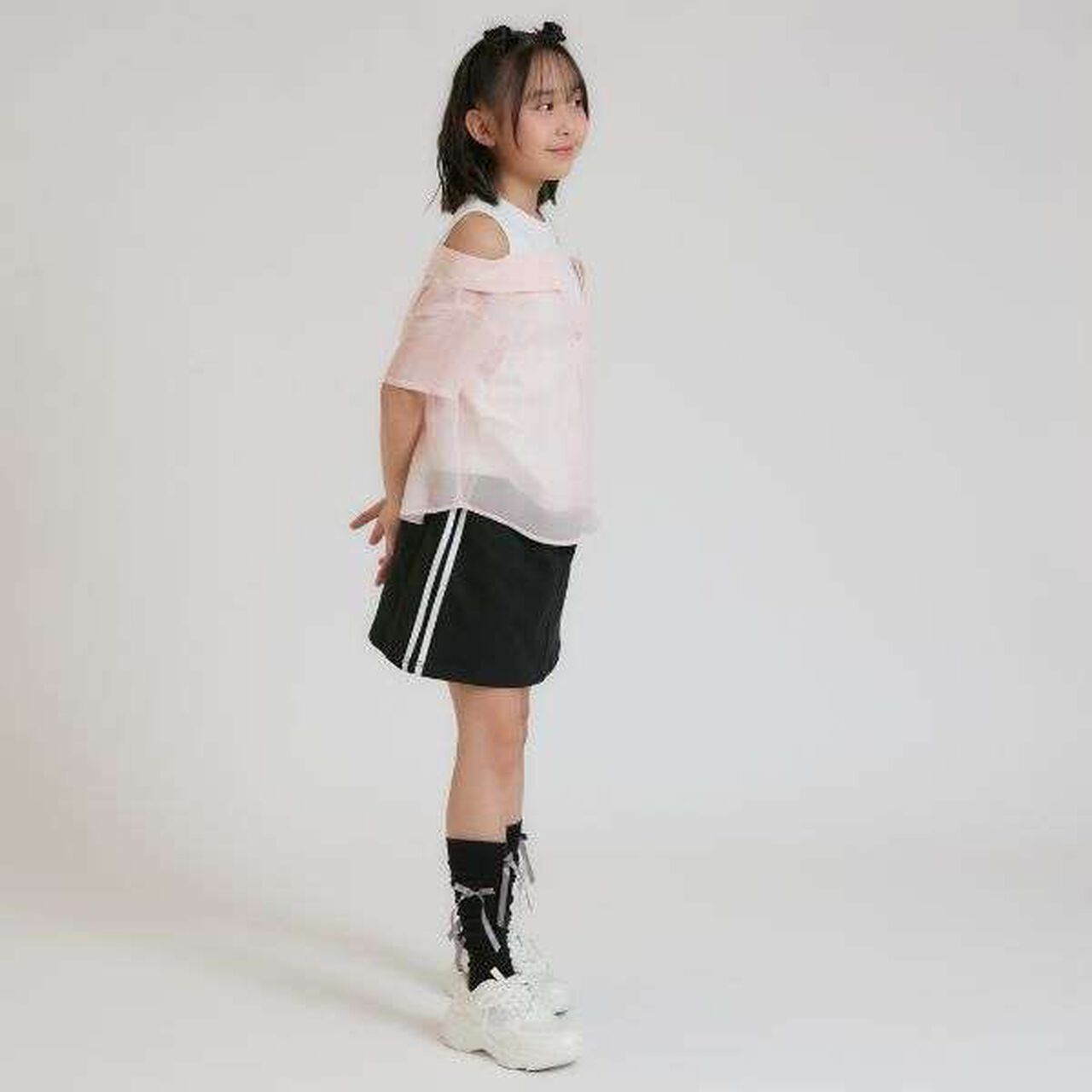 Shoulder Cutout Sheer Check Docking Shirt,Off white, large image number 15