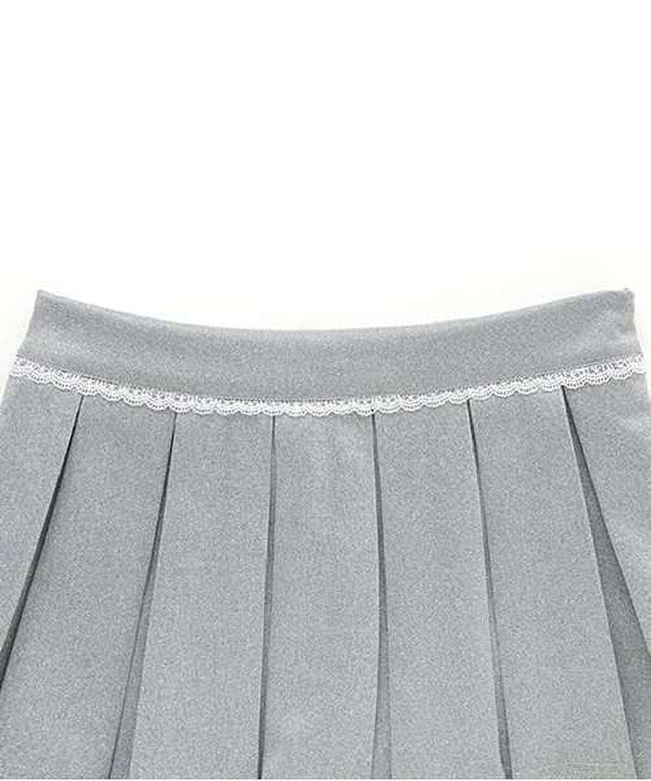 Cardboard Pleats Mini Skirt with Shorts [Korean Fashion],Gray, large image number 5