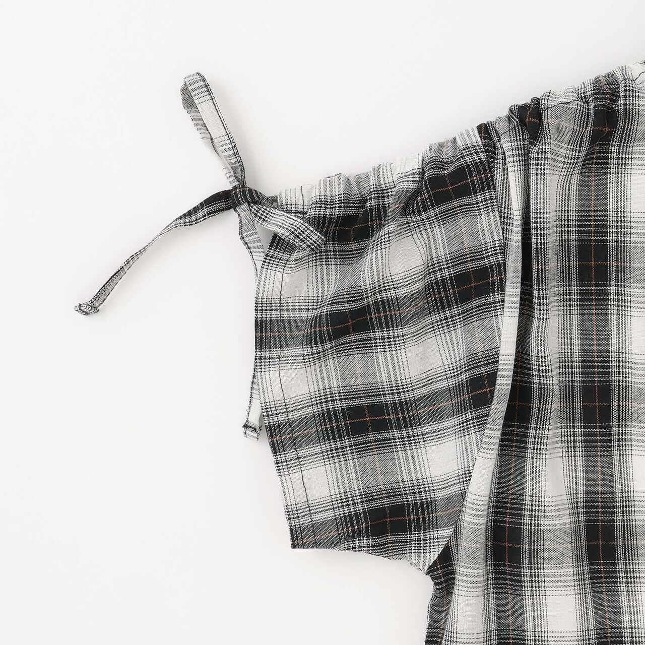 [3WAY] Checkered Shirt with Sleeve Drawstring + Tank Top Set,Black, large image number 5