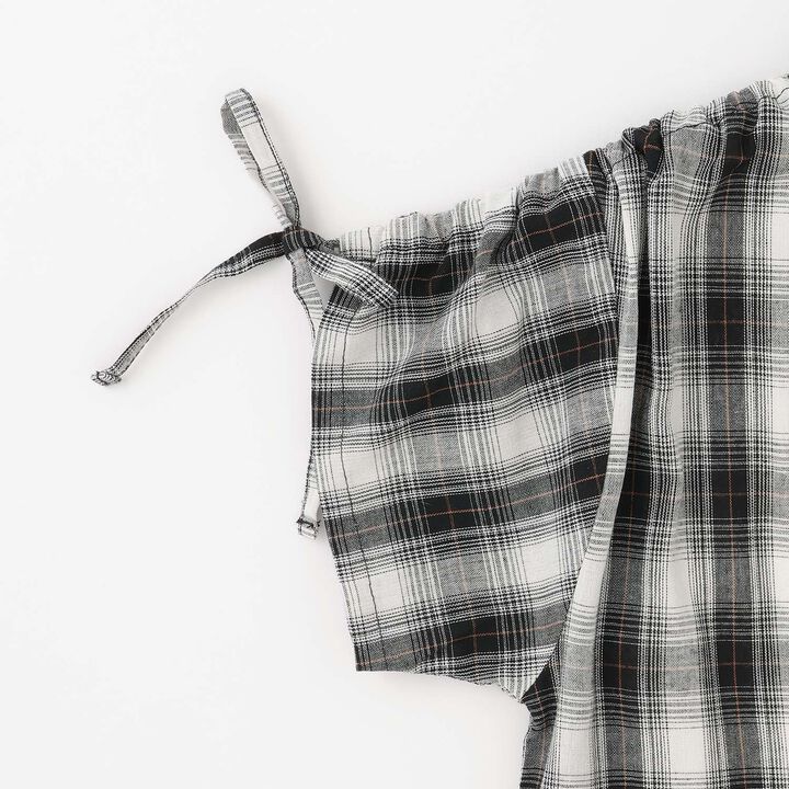 [3WAY] Checkered Shirt with Sleeve Drawstring + Tank Top Set,Black, medium image number 5