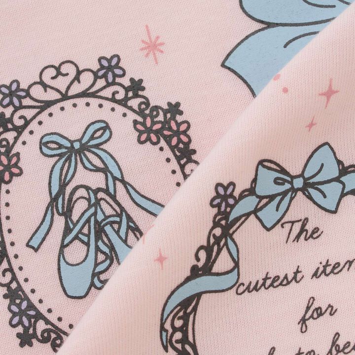 Ballet Motif Sleeve Frill T-Shirt,Light pink, medium image number 5