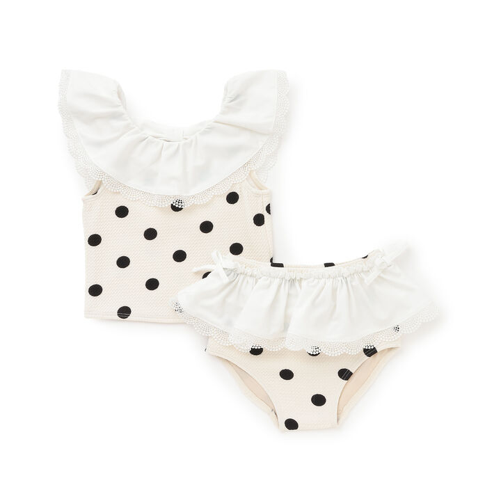 [SWIM] Dot Lace Frill Tankini,Light khaki, medium image number 8