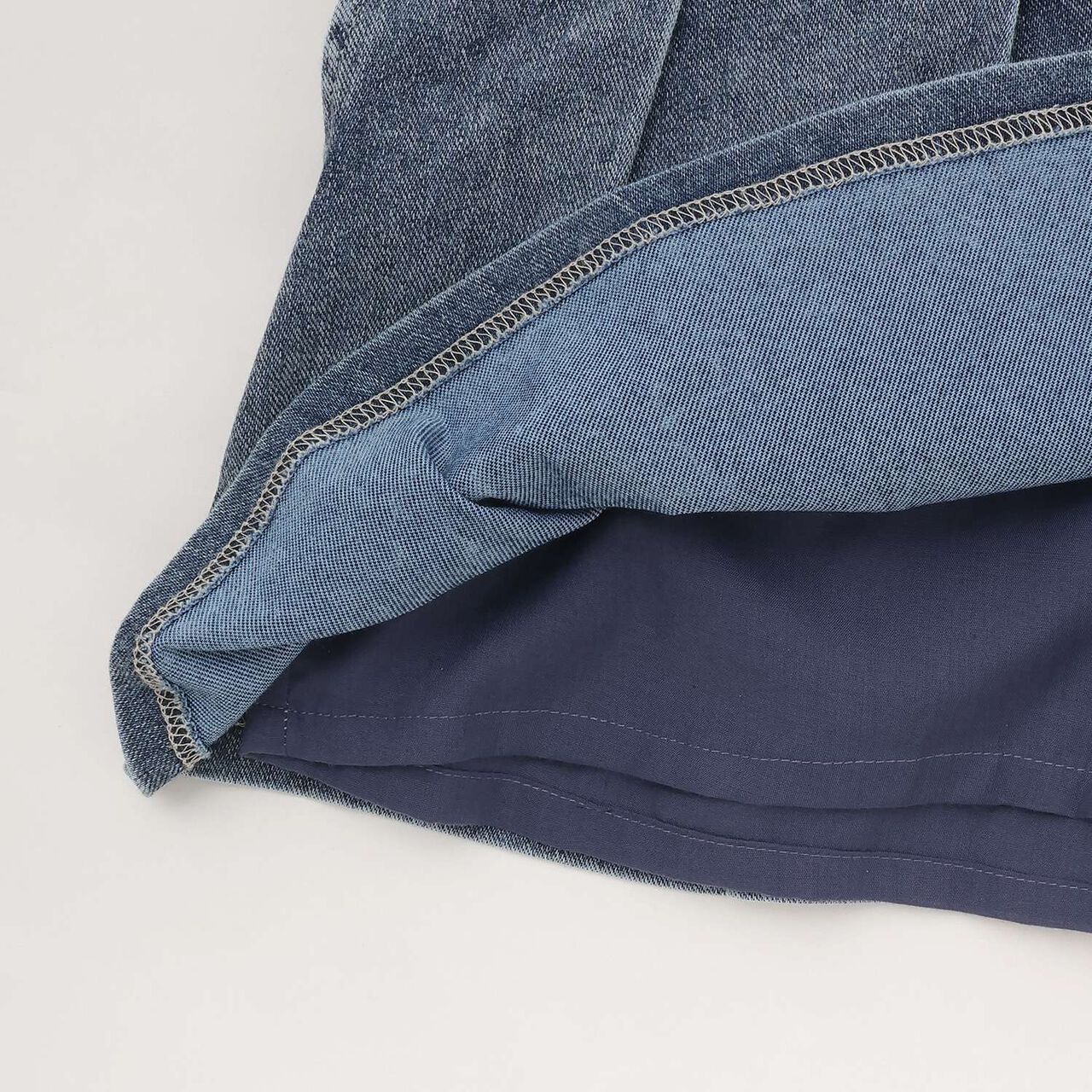 [With Belt Loops] Denim-Look Pleated Skirt,Blue, large image number 13