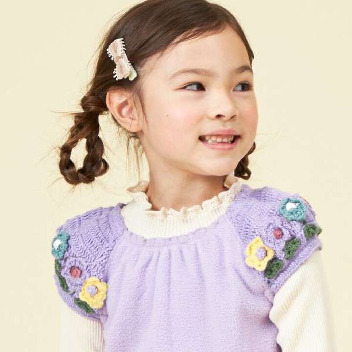 KP Knit Fleece Vest with Flower Sleeves (80-130),Lavender, medium image number 8