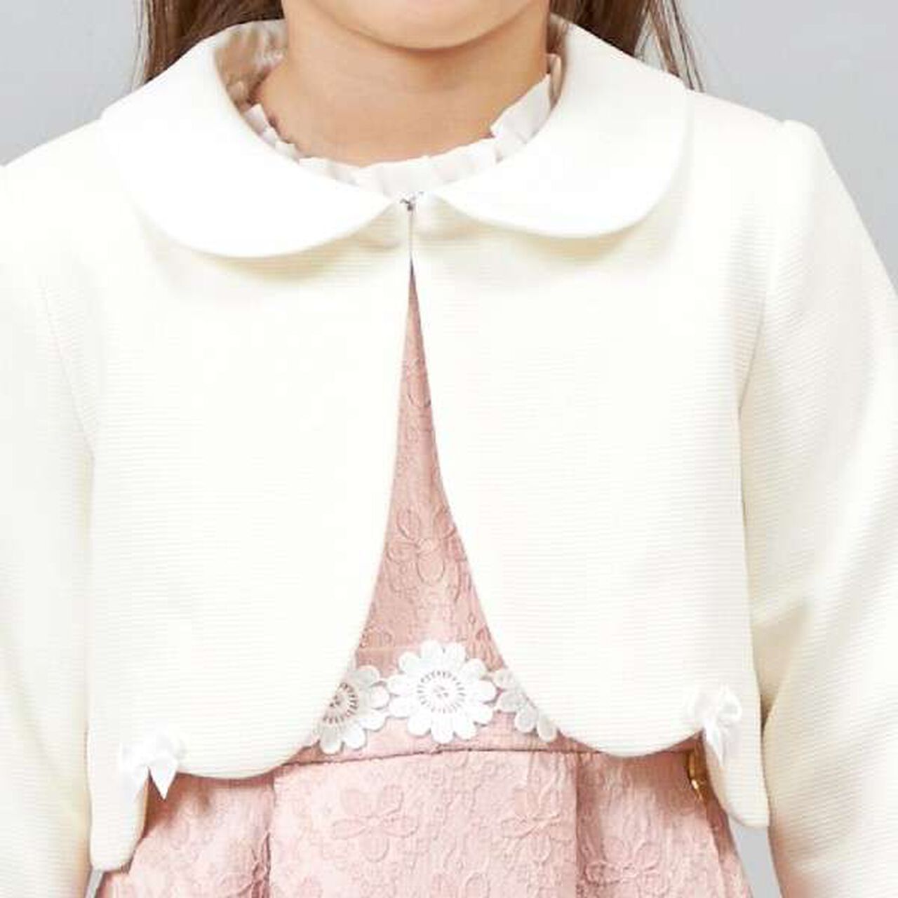 KP Ripple Ponte Fabric Collared Bolero [110-130],Off white, large image number 8