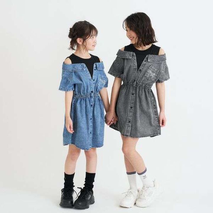 Shoulder Cut-Out Docking Shirt Dress,Blue, medium image number 6