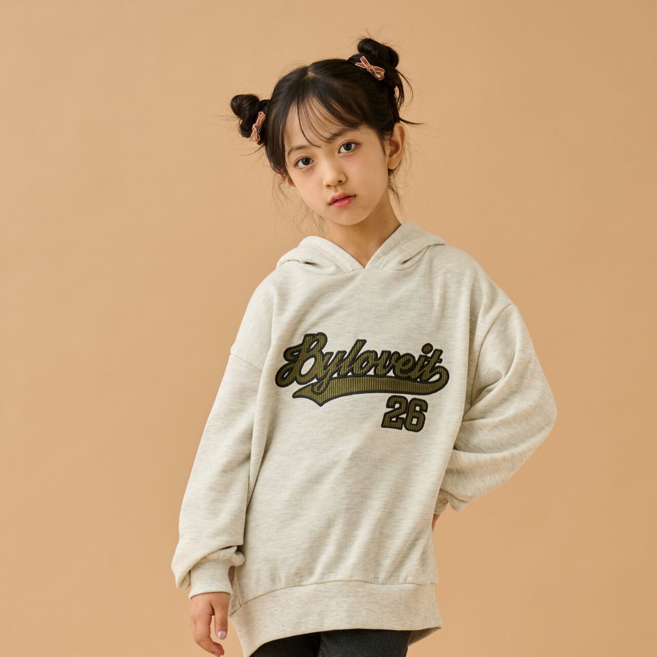 Appliqu&eacute; Hoodie,Smoke white, large image number 0