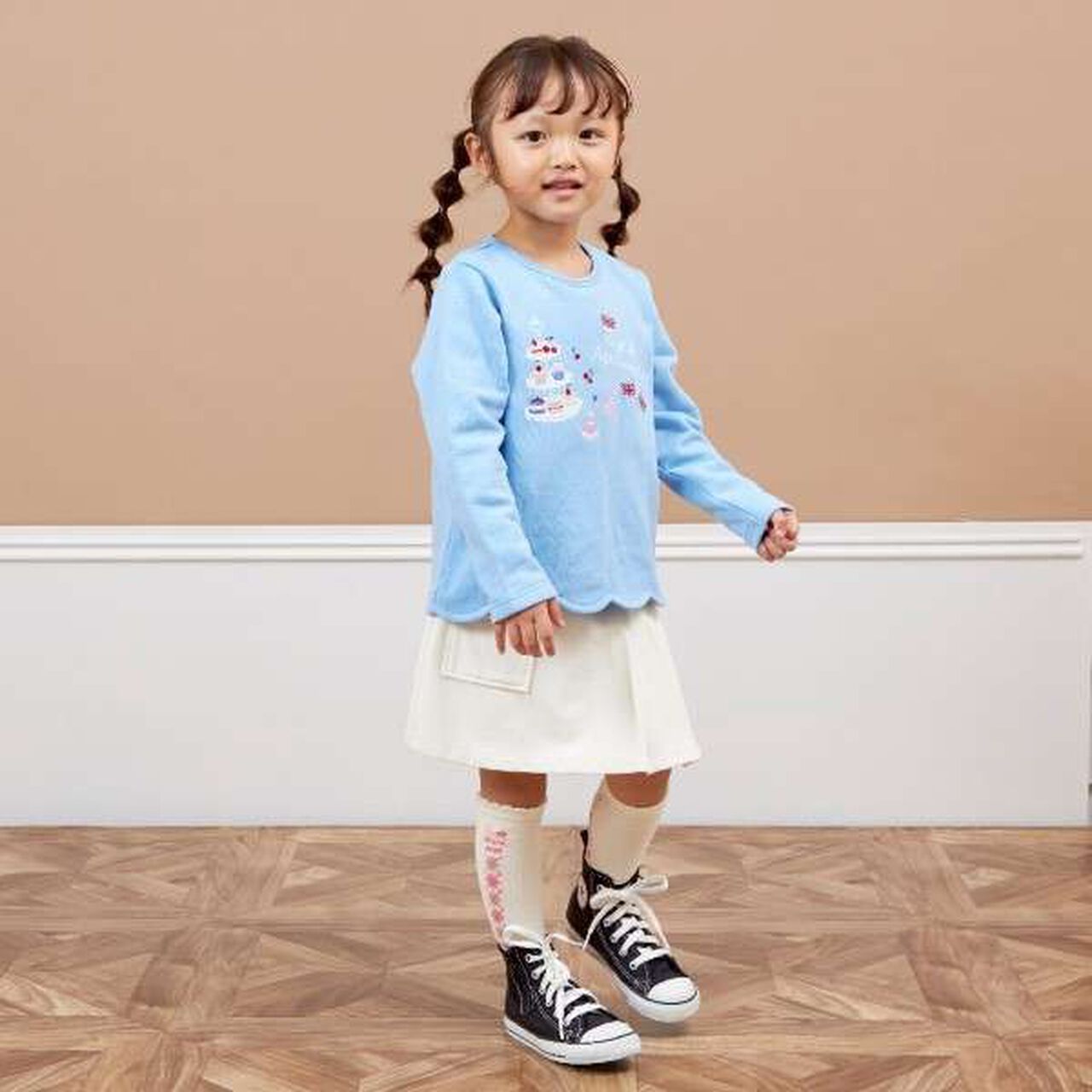 KP Afternoon Tea Embroidered Scallop Trim Sweatshirt [90-150],Blue, large image number 13