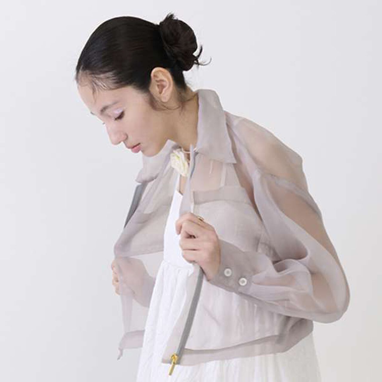 [LADIES] Sheer Shirt Jacket,White, large image number 20