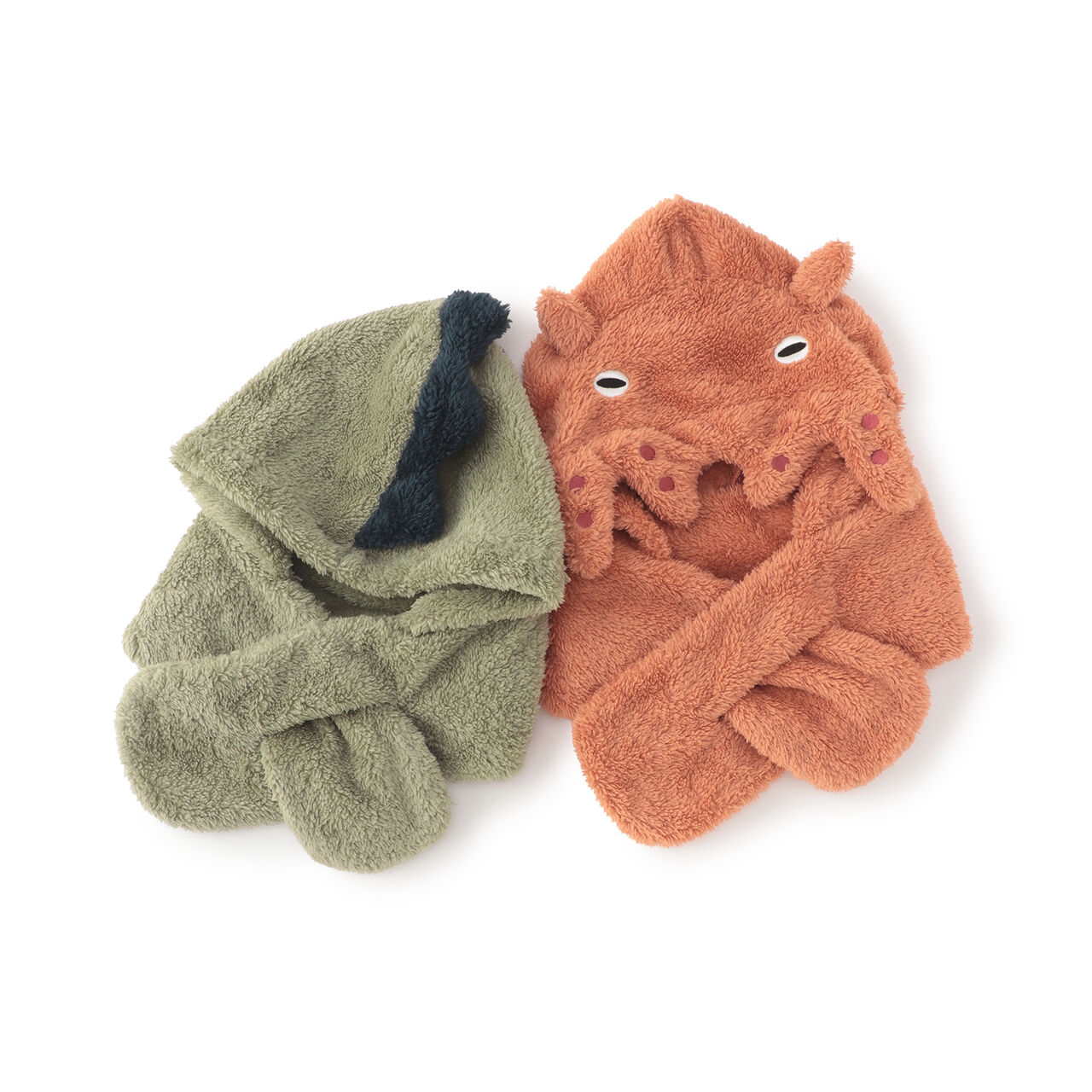 Mendako/Dinosaur Hooded Scarf,Khaki, large image number 5