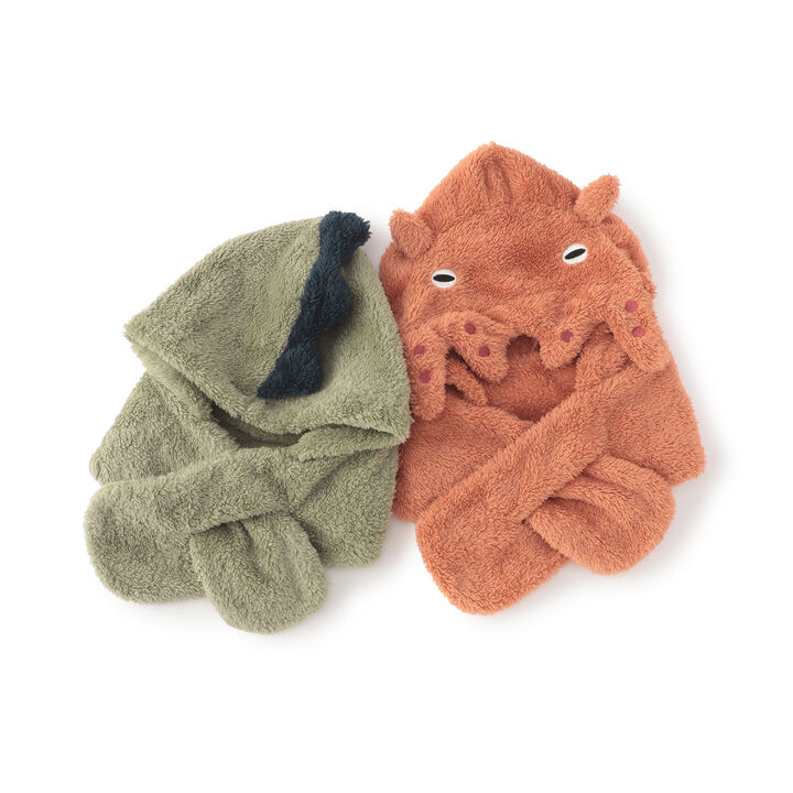 Mendako/Dinosaur Hooded Scarf,Khaki, medium image number 5
