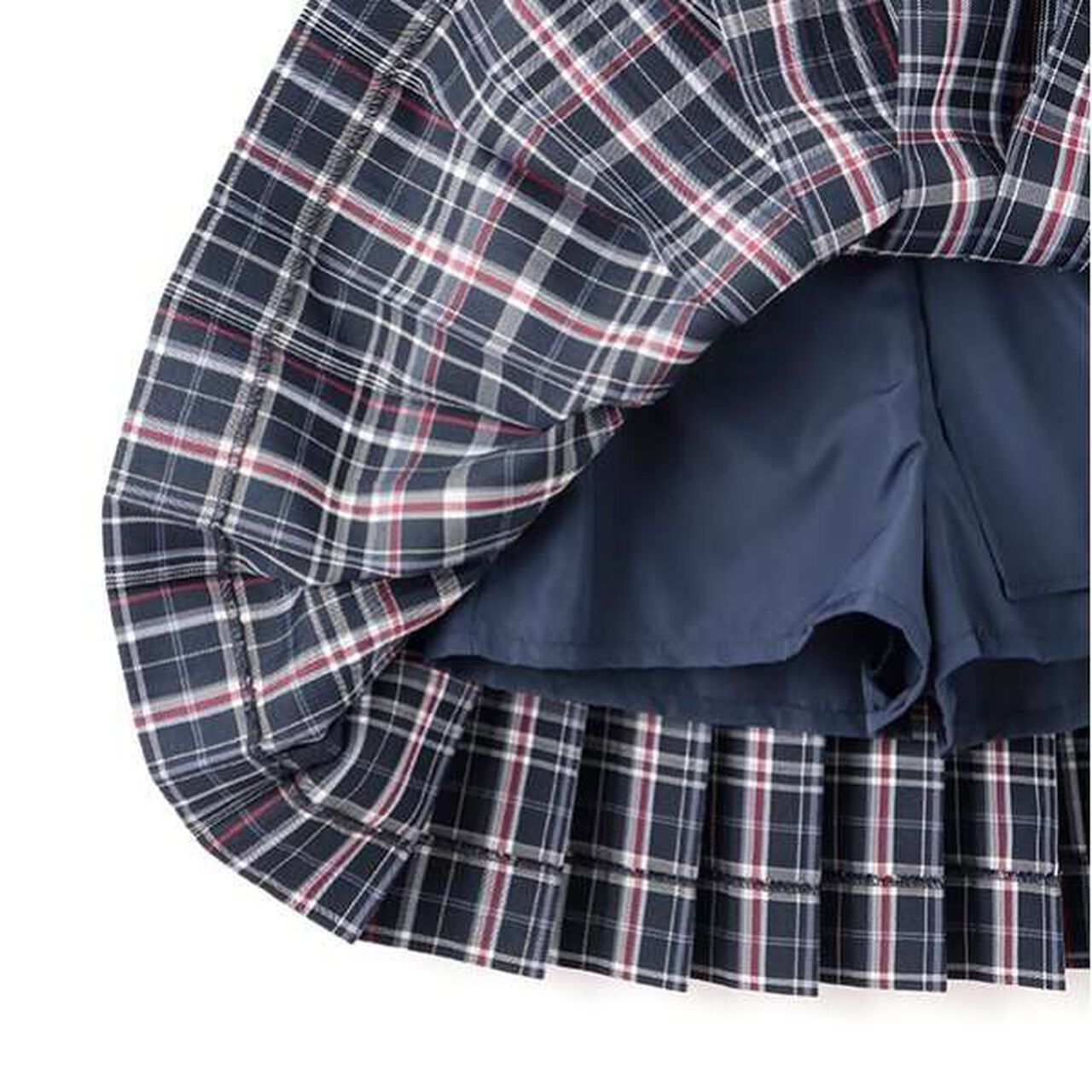 [Graduation Attire] with Ribbon Tie and Checkered Pleated Skirt-Pants,Black, large image number 3