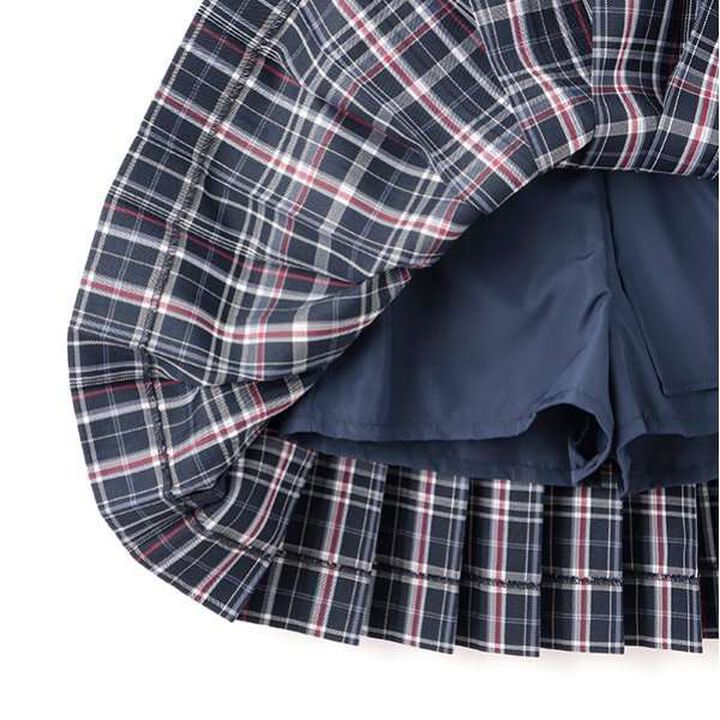 [Graduation Attire] with Ribbon Tie and Checkered Pleated Skirt-Pants,Black, medium image number 3